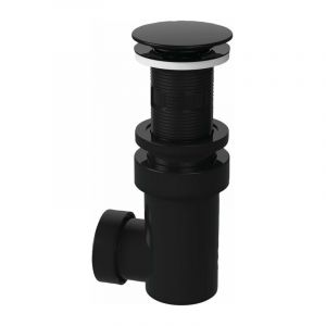 Valentin - Bonde universelle avec siphon int&eacute;gr&eacute; Siphonette pour lavabo, clapet clic clac diam&egrave;tre 65 mm, abs noir