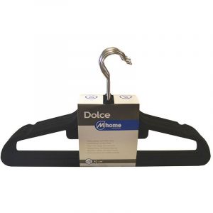 Lot De 10 Cintres Plastique Finition Velours 42cm.