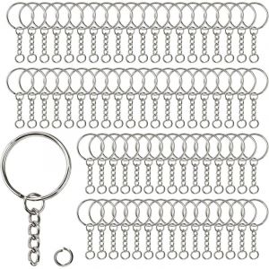 70 Pi&egrave;ces Anneau Porte Cl&eacute;, 25 mm Attache Porte Cl&eacute;, Anneaux Porte Cl&eacute;s avec Cha&icirc;ne, Mini Anneaux de Saut Ouverts, Split Porte Clef Anneaux, pour diy