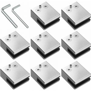 Pinces à Verre 8 pcs 8-10mm en Acier Inoxydable 304 Pinces à Verre Support en Verre Réglable à Dos Plat pour Balustrade d'Escalier, Main courante