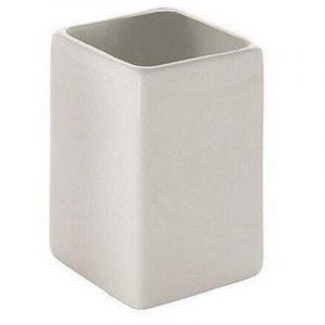 Kiamami Valentina - Porte Brosse à Dents à Poser En Céramique Blanche Quadrillée Vella