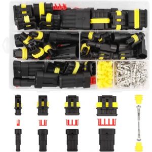 300 Pi&egrave;ces Connecteur Automobile Connecteur Etanche 1 2 3 4 Broches Fils Connecteur Electrique Etanche Connectique Electrique Moto Kit de Connecteur