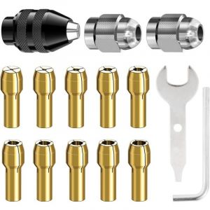 Jeu de 15 mandrins compatibles Dremel, accessoires pour outils rotatifs, 0,8 mm &agrave; 3,2 mm, pi&egrave;ce de rechange 4486, mandrin &agrave; changement rapide, pi&egrave;ce