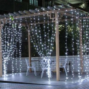 Guirlande lumineuse LED ext&eacute;rieure rideau 3x3 m, guirlande lumineuse de No&euml;l int&eacute;rieure avec 8 modes et fonction m&eacute;moire, guirlande lumineuse de No&euml;l