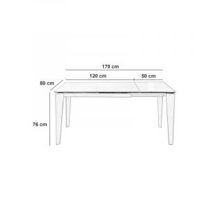 Webmarketpoint - Table extensible de 120cm à 170cm plateau moderne en céramique sur verre trempé marbre anthracite