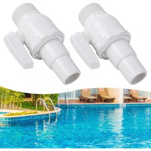 Applicable Robinet d'arrêt de Piscine,2 pièces Vanne d'arrêt Piscine,Vanne Piscine,Accessoire Piscine,Adaptateur de Tuyau,Robinet d'arrêt pour