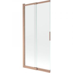 Paroi de douche coulissante &agrave; 2 panneaux Mexen Fox 85 x 150 cm, transparent, cuivre bross&eacute; - 891-085-002-65-00