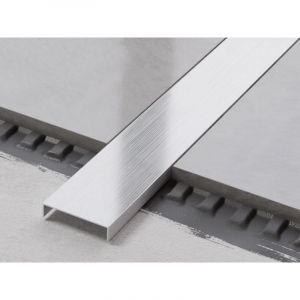 Profilé u de connexion rectifié en acier inoxydable pour carrelage 4cm x 270cm - Argent satiné