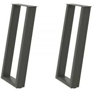 Pied de meuble，Pieds de table console en U, 2 pi&egrave;ces, anthracite, 28 x (72-73) cm, acier CFW26302
