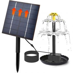 Fontaine à Eau Solaire, Fontaine Solaire pour Bain d'oiseaux Pompe à Eau Solaire Fontaine de Pompe à Eau Solaire sans Batterie, pour Bain d'oiseaux,