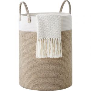 Panier à linge, panier à linge en corde de coton, panier de rangement pour vêtements sales (40 cm de large x 50 cm de haut, marron)