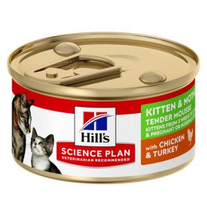 Hill's Kitten & Mother Tender Mousse p&acirc;t&eacute;e avec poulet et dinde pour chat (bo&icirc;te) 2 lots (48 x 85 g)