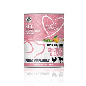 Euro Premium Puppy poulet et agneau p&acirc;t&eacute;e pour chiot 2 lots (12 x 400 g)
