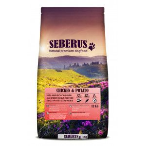 Seberus Chicken & Potato - nourriture pour chien naturelle sans c&eacute;r&eacute;ales 10 kg + 1 lot p&acirc;t&eacute;e (6 x 400 g)