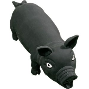 Cochon en latex jouet noir pour chien Une pièce