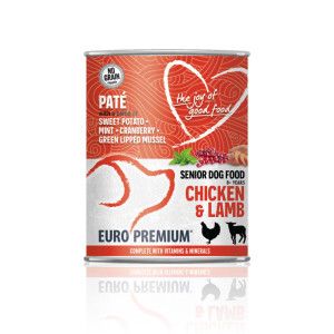 Euro Premium Senior poulet et agneau p&acirc;t&eacute;e pour chien 2 lots (12 x 400 g)