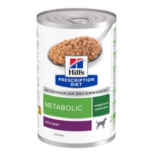 Hill's Prescription Diet Metabolic Weight Management pâtée au bœuf pour chien (boîte) 2 lots (24 x 370 g)