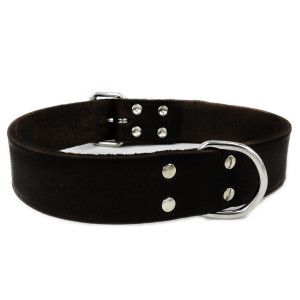Collier en cuir noir pour chien 70 cm x 40 mm