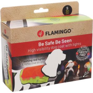 Simi gilet de s&eacute;curit&eacute; orange fluo avec lumi&egrave;re LED pour chien L