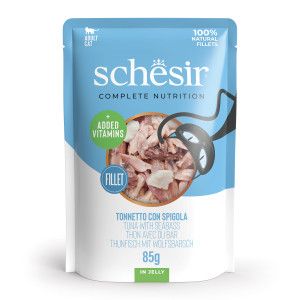 Schesir thon avec bar (gelée) pâtée pour chat (sachets) 1 boîte (12 x 85 g)