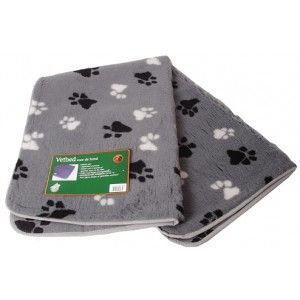 Tapis gris avec empreintes de pattes pour chien L