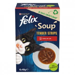 Felix Soupe Tender Strips au b&oelig;uf , poulet, agneau pour chat 4 x (6 x 48 g)