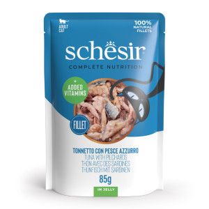 Schesir thon avec sardines (gelée) pâtée pour chat (sachets) 1 boîte (12 x 85 g)