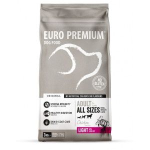 Euro Premium Adult Light au poulet et riz pour chien 3 kg