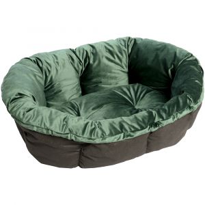 Ferplast Siesta Deluxe avec housse Sofà vert velours pour chien et chat - lot taille 6 : corbeille + housse + pieds