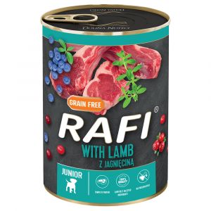 24x400g de pâté Rafi Junior à l'agneau, aux canneberges et aux myrtilles Nourriture pour chien humide