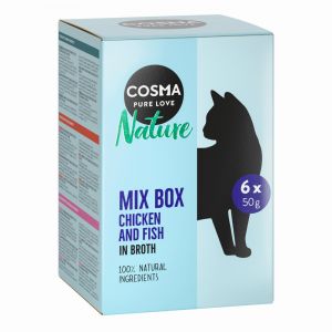 12x50g Cosma Nature lot 6 vari&eacute;t&eacute;s - P&acirc;t&eacute;e pour chat