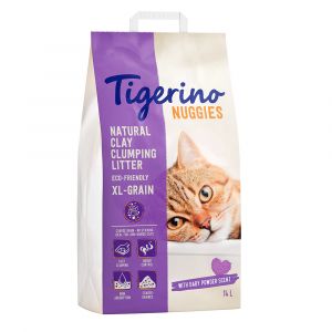 Lot économique litière Tigerino Nuggies 2 x 14 L - gros grains - senteur talc