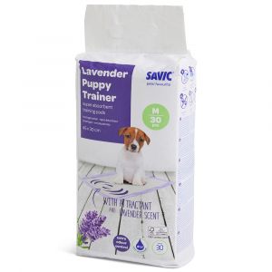 Tapis éducateurs Savic Puppy Trainer, senteur lavande pour chiot - taille M : L 45 x l 30 cm, 30 alèses