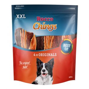 Friandises Rocco Chings XXL lot 900g blancs de poulet, magret de canard, bœuf - pour chien