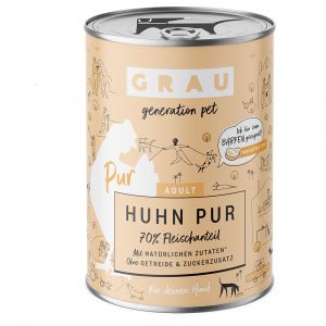 6x 400g GRAU nourriture pour chien poulet pur avec huile de lin humide