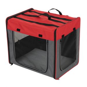 Niche pliable First Class Basic taille M l 46 x P 61 x H 53,5 cm, rouge/gris - pour chien