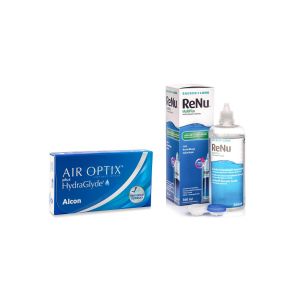 Air Optix Plus Hydraglyde (6 lentilles) + ReNu MultiPlus 360 ml avec étui