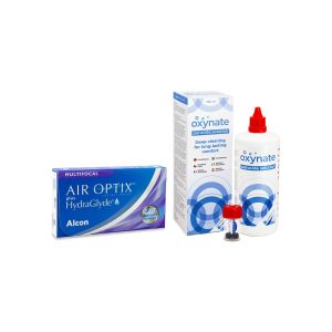 Air Optix Plus Hydraglyde Multifocal (6 lentilles) + Oxynate Peroxide 380 ml avec étui