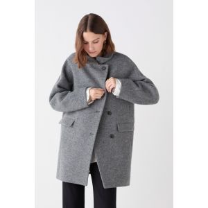 Manteau Gerome 100% laine gris clair femme