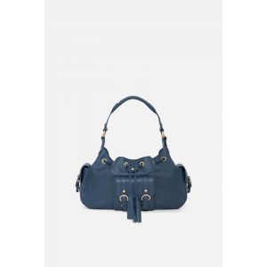 Sac Victoria en cuir naturel bleu marine femme