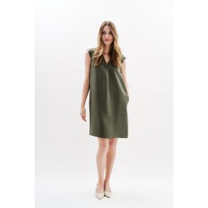 robe pamela 100% lin vert kaki femme