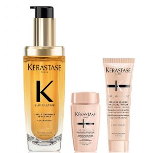 K&eacute;rastase Elixir Ultime L'Huile Originale Hair Oil 75ml with Mini Deluxe Curl Manifesto Shampoo 30ml and Mask 30ml Duo