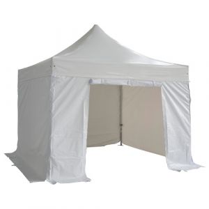 Barnum pliant 3x3m Alu 45 PVC Plus - toit et côtés PVC 520g/m² - Structure garantie 5 ans - Blanc