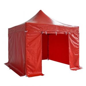 Barnum pliant 4x4m Alu 55 PVC - toit PVC 520g/m² et côtés Polyester pelliculé PVC 300g/m² - Structure garantie 10 ans - Blanc