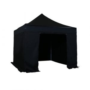 Barnum pliant 4x4m Alu 55 Poly - toit et côtés Polyester pelliculé PVC 300g/m² - Structure garantie 10 ans - Blanc