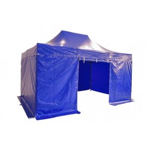 Barnum pliant 3x4,5m Alu 55 PVC - toit PVC 520g/m² et côtés Polyester pelliculé PVC 300g/m² - Structure garantie 10 ans - Blanc