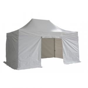 Barnum pliant 3x4,5m Alu 55 PVC - toit PVC 520g/m² et côtés Polyester pelliculé PVC 300g/m² - Structure garantie 10 ans - Blanc