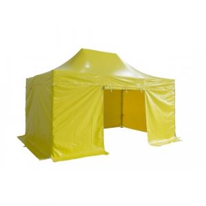 Barnum pliant 3x4,5m Alu 55 PVC - toit PVC 520g/m² et côtés Polyester pelliculé PVC 300g/m² - Structure garantie 10 ans - Blanc