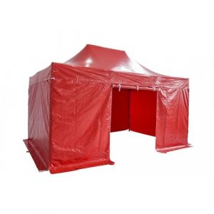 Barnum pliant 3x4,5m Alu 55 PVC - toit PVC 520g/m² et côtés Polyester pelliculé PVC 300g/m² - Structure garantie 10 ans - Blanc