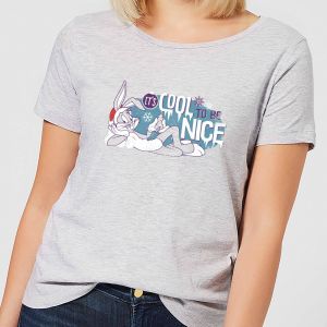 Looney Tunes Its Cool To Be Nice Women's Christmas T-Shirt - Grey - M